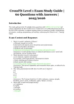 CrossFit Level 1 Exam Study Guide | Verified Questions and Answers | 2025/2026 Edition
