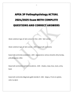 APEA 3P Pathophysiology ACTUAL  2024/2025 Exam WITH COMPLETE  QUESTIONS AND CORRECT ANSWERS