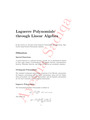 Laguerre Polynomials through Linear Algebra
