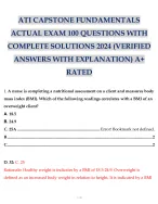 ATI CAPSTONE FUNDAMENTALS ACTUAL EXAM 100 QUESTIONS WITH COMPLETE ...