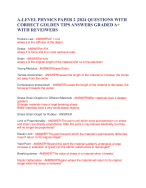 A-LEVEL PHYSICS PAPER 2 |2024 QUESTIONS WITH CORRECT GOLDEN TIPS ANSWERS GRADED A+ WITH REVEIWERS