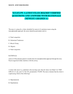 NCLEX PN  LATEST EXAM 2024/2025 VERIFIED  QUESTIONS AND ANSWERS WITH RATIONALE  (NEWEST) GRADED A+