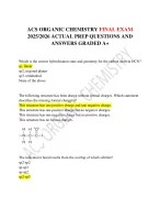 ACS ORGANIC CHEMISTRY FINAL EXAM 2025/2026 ACTUAL PREP QUESTIONS AND ANSWERS GRADED A+