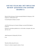 AMT MLT EXAM 2026- 2027 URINALYSIS REVIEW  QUESTIONS AND ANSWERS GRADED A+