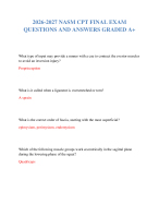 2026-2027 NASM CPT FINAL EXAM QUESTIONS AND ANSWERS GRADED A+