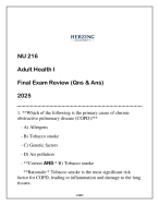 NU 216 Adult Health I (HU) Final Exam Review 2025 (Qns & Ans