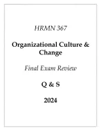 UMGC) HRMN 367 Organizational Culture & Change Final Exam Review Q & S 2024.