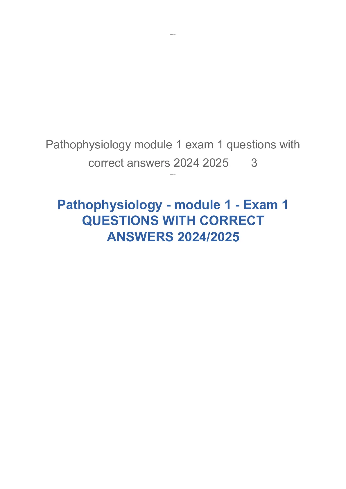 Pathophysiology module 1 exam 1 questions with correct answers 2024 ...