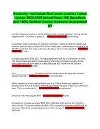 Kentucky  real estate final exam practice Latest Update 2024-2025 Actual Exam 100 Questions and 100