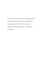PSY 1010 Practice Final Exam Spring 2024 Latest Update 2024-2025 Actual ...