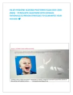 RN ATI PEDIATRIC NURSING PROCTORED EXAM 2023–2026 (NGN) – 70 REALISTIC QUESTIONS WITH DETAILED RATIO...