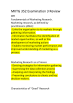 MKTG 352 Principles of Marketing Research Exam 3 Review