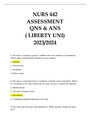 NURS 442 ASSESSMENT QNS & ANS ( LIBERTY UNI ) 2023