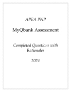 APEA PNP MyQbank Assessment New Completed Questions with Rationales 2024