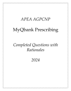 APEA AGPCNP MyQbank Prescribing New Completed Questions with Rationales 2024.