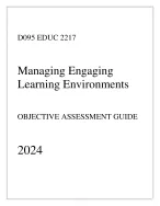 WGU D095 - EDUC 2217 Managing Engaging Learning Environments - Comprehensive OA Guide 2024