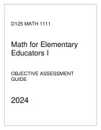 WGU D125 - MATH 1111 Math for Elementary Educators I - Comprehensive OA Guide 2024.