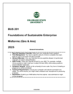 BUS 201 Foundations of Sustainable Enterprise Midterms (Qns & Ans) 2025.