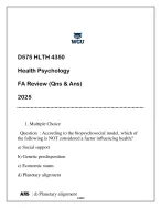 D575 (HLTH 4350) Health Psychology FA Review 2025 (Qns & Ans)