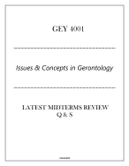 GEY 4001 ( Issues & Concepts in Gerontology ) Latest Midterms Review Q & S 2024.