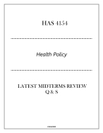 HSA 4154 ( Health Policy ) Latest Midterms Review Q & S 2024.
