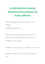 LU: EDUC 606 Intro to Tests and Measurements Exam Questions and Answers 100% Pass