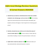 AQA A level Biology Revision Questions and Correct Answers 2024/2025 ...