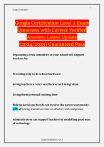 Google Certification Level 2 Exam Questions with Correct Verified