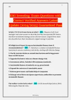 ESG Investing  Exam Question with Correct Verified Answers Latest Update (2024/2025) Guaranteed Pas