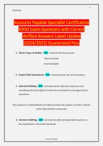 Accounts Payable Specialist Certification  IOFM Exam Questions with Correct Verified Answers Latest