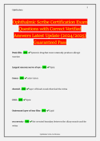 Ophthalmic Scribe Certification Exam Questions with Correct Verified Answers Latest Update