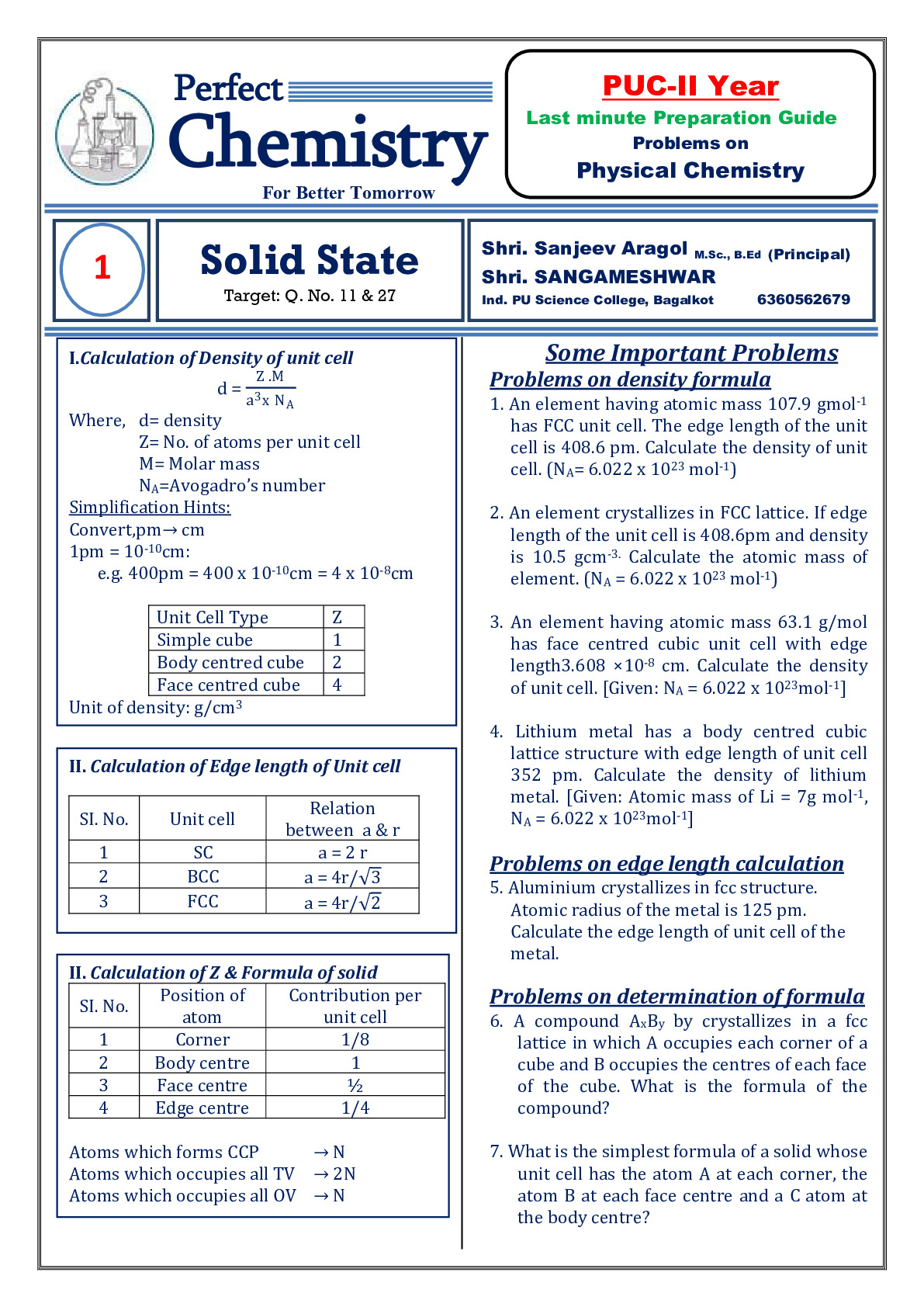 2ND PUC CHEMISTRY CHAPTER WISE QUESTIONS visual data 7