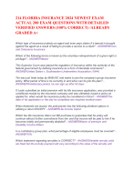 214 FLORIDA INSURANCE 2024 NEWEST EXAM  ACTUAL 200 EXAM QUESTIONS WITH DETAILED VERIFIED ANSWERS
