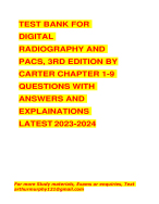 TEST BANK FOR DIGITAL RADIOGRAPHY AND PACS, 3RD EDITION BY CARTER ...