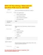 BIOS 242 Microbiology Midterm Exam Questions With Answers 2023/2024 ...