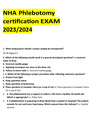 NHA Phlebotomy  certification EXAM  2023/2024