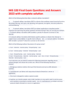 MIS 320 Final Exam Questions and Answers 2023 with complete solution