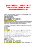 NUTRITION FINAL EXAM 2024 LATEST UPDATED QUESTIONS AND CORRECT ANSWERS GUARANTEED A+