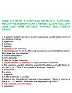 NURS 612 EXAM 3 MARYVILLE UNIVERSITY ADVANCED HEALTH ASSESSMENT EXAM 3 NEWEST 2024 ACTUAL 200+ QUES