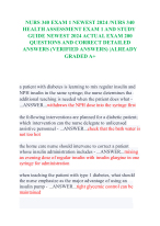 NURS 340 EXAM 1 NEWEST 2024 HEALTH ASSESSMENT EXAM 1 AND STUDY GUIDE NEWEST 2024 ACTUAL EXAM 200 QU