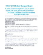 NUR 1211 Medical Surgical Exam 2- FINAL EXAM NEWEST 2024 ACTUAL EXAM COMPLETE 400 QUESTIONS WITH VE