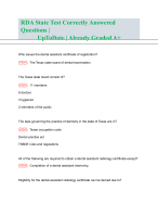 RDA State Test Correctly Answered Questions UpToDate Already Graded A+