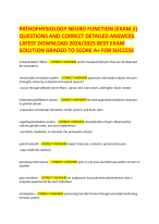 PATHOPHYSIOLOGY NEURO FUNCTION (EXAM 2) QUESTIONS AND CORRECT DETAILED ANSWERS LATEST DOWNLOAD 2024