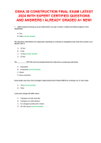 OSHA 30 CONSTRUCTION FINAL EXAM LATEST 2024 WITH EXPERT CERTIFIED QUESTIONS AND ANSWERS