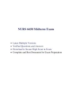 NURS 6650 Midterm Exam (4 Versions, 300 Q & A, Latest-2025/ 2026) / NURS 6650N Midterm Exam / NURS66...