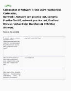 Compilation of Network + Final Exam Practice test Certmaster,  Network+, Network cert practice