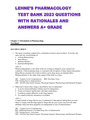 LEHNE’S PHARMACOLOGY TEST BANK 2023 QUESTIONS WITH RATIONALES AND ANSWERS A+ GRADE
