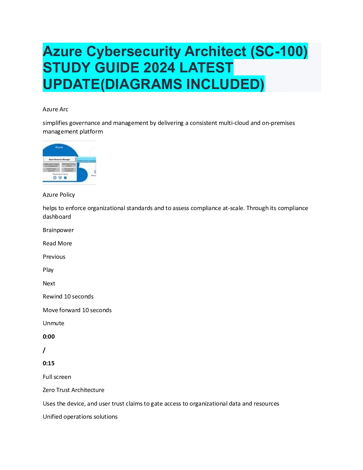 Azure Cybersecurity Architect (SC-100) STUDY GUIDE 2024 LATEST UPDATE ...