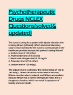 Psychotherapeutic Drugs NCLEX Questions(solved& updated).