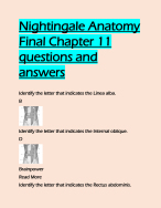 Nightingale Anatomy Final Chapter 11 questions and answers.